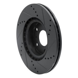 Infiniti G35 Brake Rotor (1) - Front Left - R1 Concepts - Drilled & Slotted - Black - `03-`05